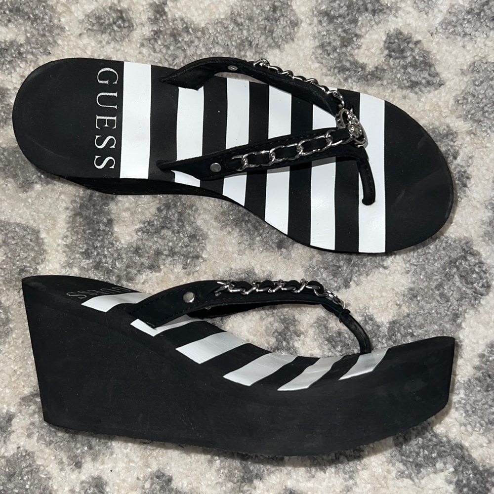 Guess platform flip flops